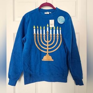 Mighty Fine Light Up MenorahCrew NeckLong Sleeve Sweatshirt. Mens Size XS NWT.